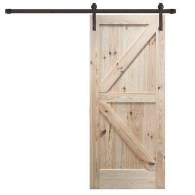 Prettywood Designs Clear Painting Interior Solid Pine Wooden Sliding Barn Door