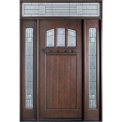 American Residential House Exterior Front Main Entrance Solid Wooden Door Designs