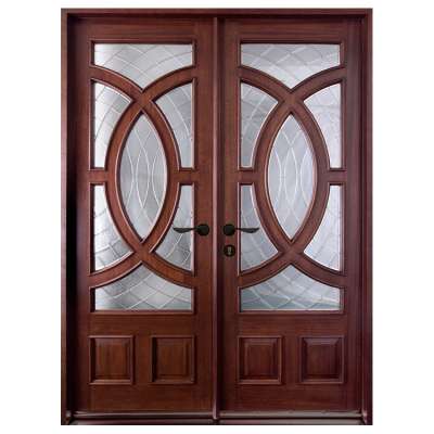 Luxury Designs Villa Front Main Modern Double Exterior Mahogany Solid Wooden Doors