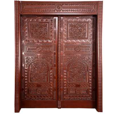 Mid East Latest Design Model Hotel House Double Solid Wooden Entrance Door