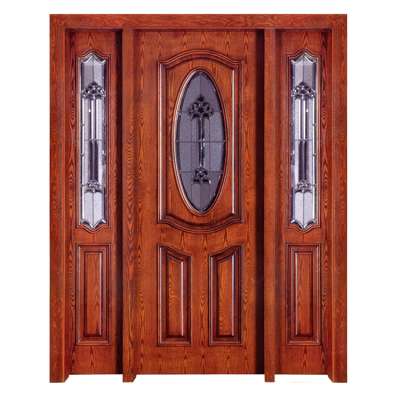 New Design Villa Main Entry Solid Wooden Decorative Glass Insert Mom And Son Door