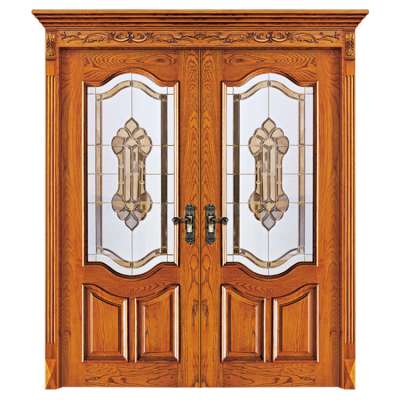 Prettywood American Waterproof Solid OAK House Double Main Front Wooden Door Designs