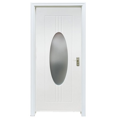 Cheap Price Water Resistant Wooden Frosted Glass Design PVC Bathroom Doors For Sale